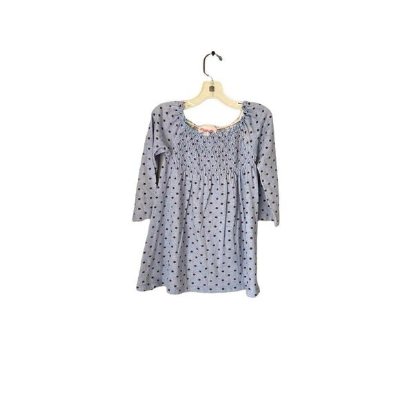 Flop doodles toddler girls blue and brown polkadot longsleeve rauched top size 4 - Picture 1 of 5